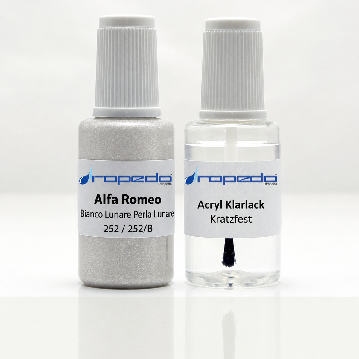 Lackstift-Set für Alfa Romeo 252 / 252/B Bianco Lunare Perla Lunare: 20 ml Basislack und 20 ml Klarlack