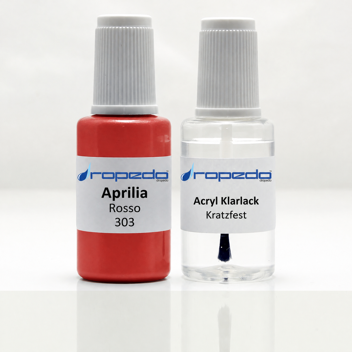 Aprilia Motorrad 303 Rosso Lackstift, 20 ml Basislack und 20 ml Klarlack