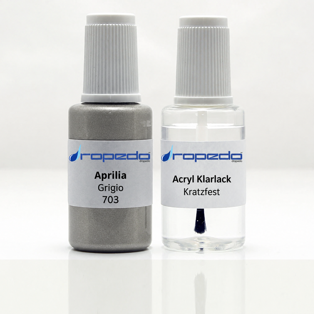 Aprilia Motorrad 703 Grigio Lackstift, 20 ml Basislack und 20 ml Klarlack