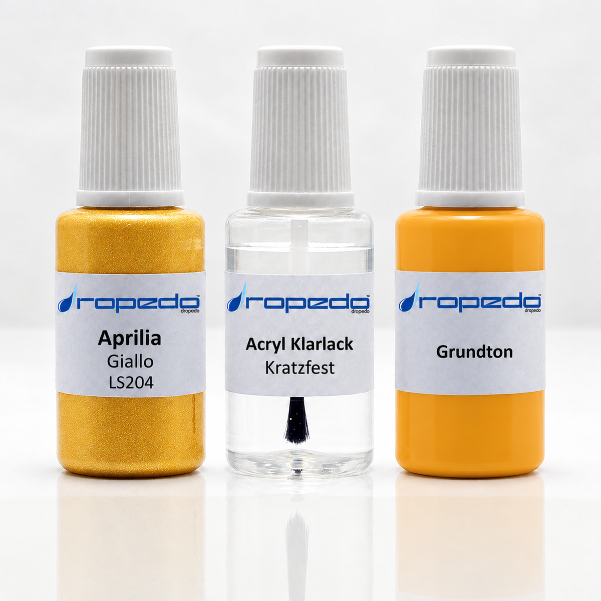 Aprilia Motorrad LS204 Giallo Lackstift-Set mit Grundton: Basislack, Klarlack und Grundton je 20 ml
