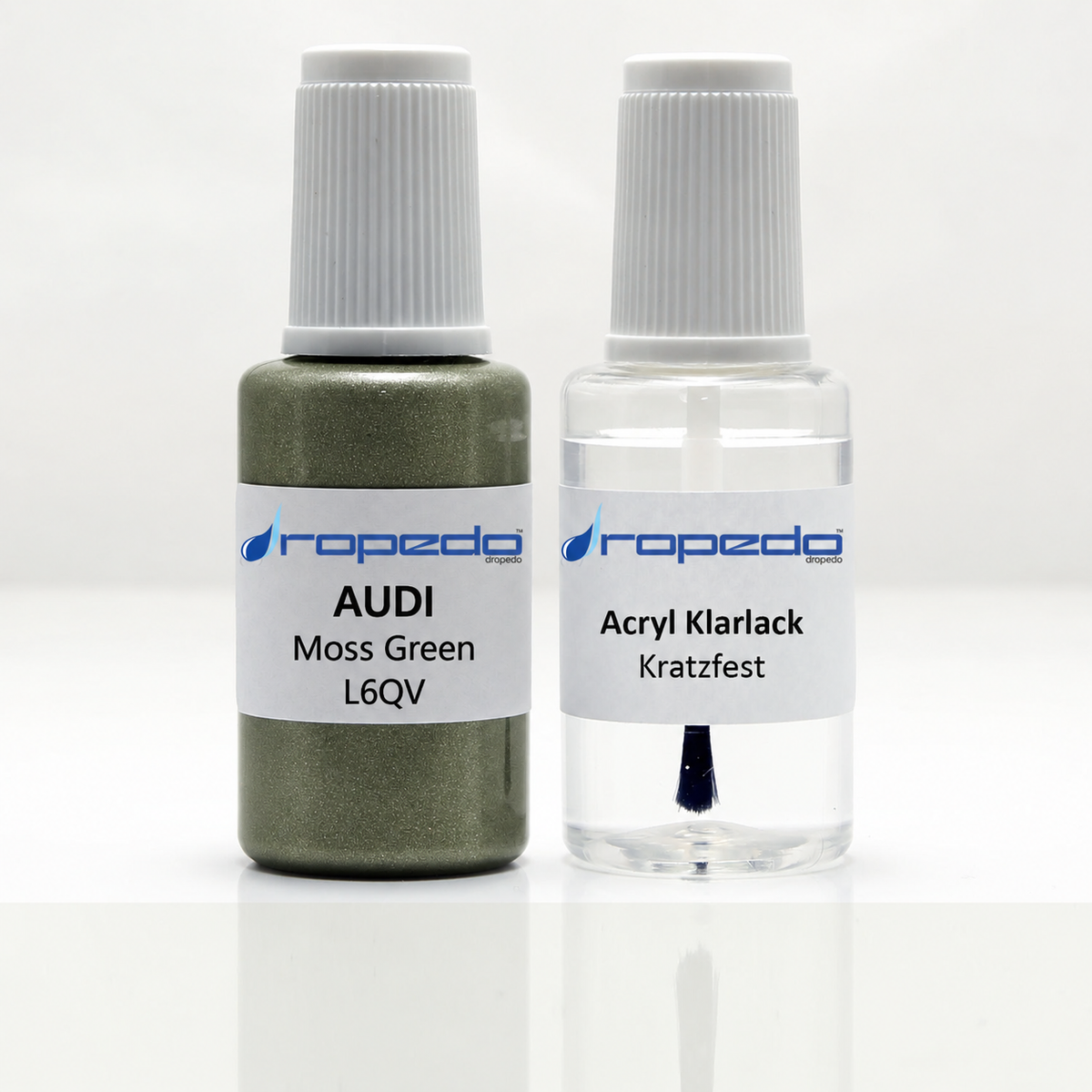 Lackstift-Set mit Klarlack für Audi L6QV Moss Green Metallic