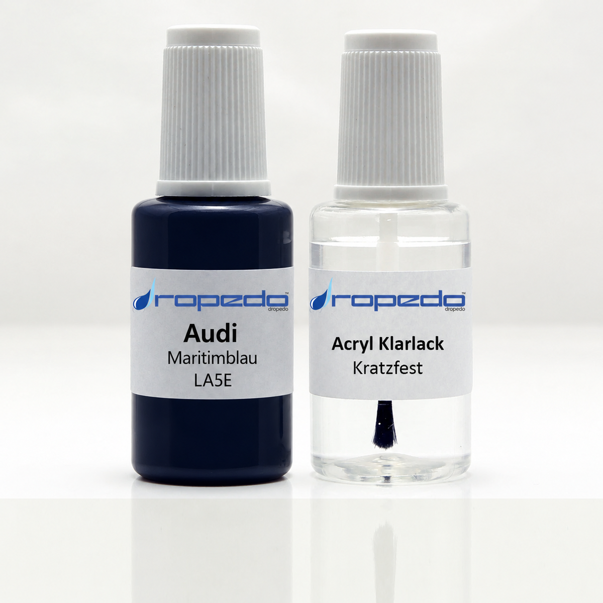 Audi LA5E Maritimblau Lackstift, 20 ml Basislack und 20 ml Klarlack