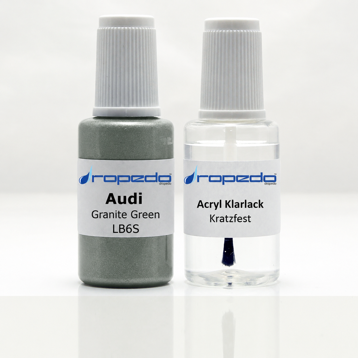 Audi LB6S Granite Green Lackstift, 20 ml Basislack und 20 ml Klarlack