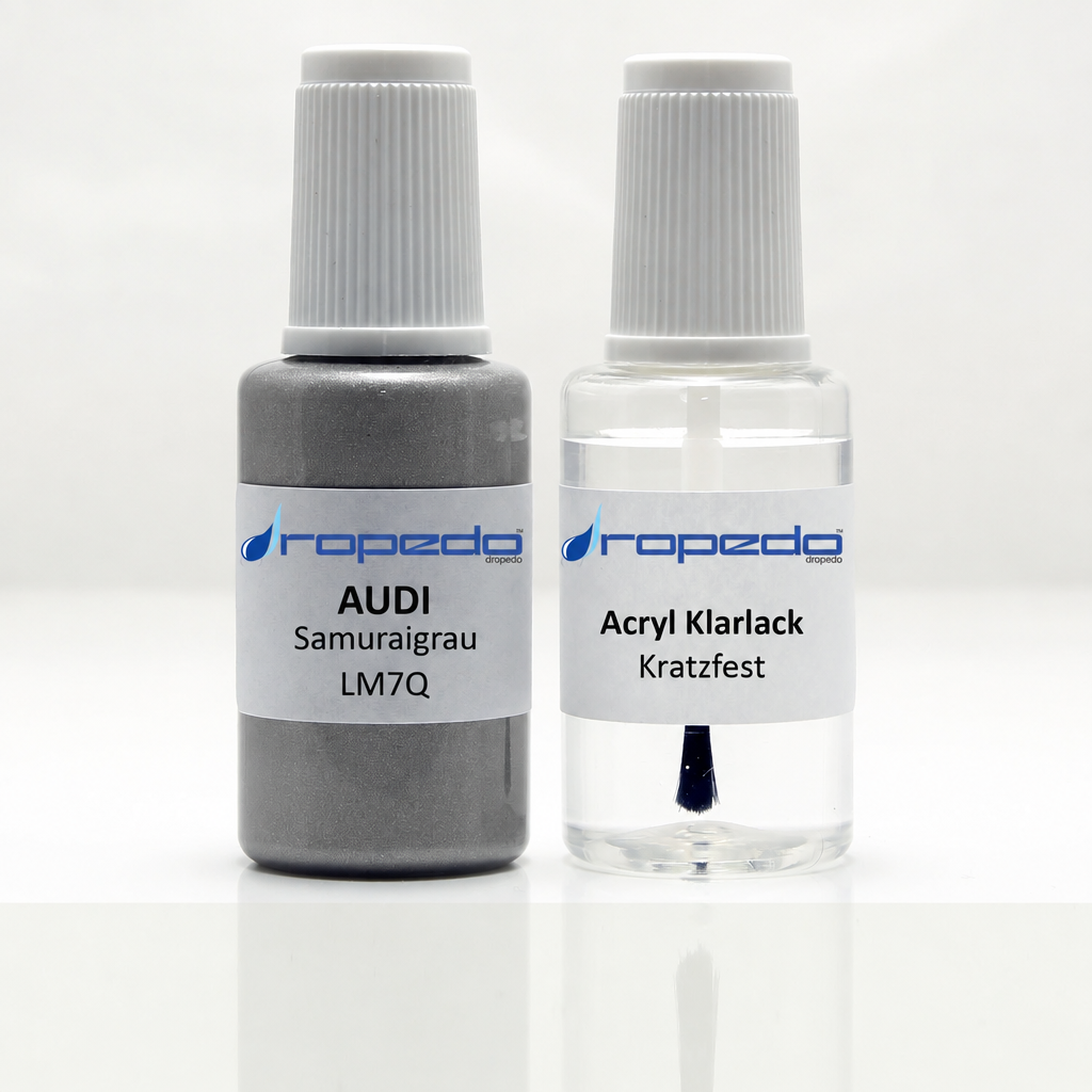 Lackstift-Set mit Klarlack für Audi LM7Q Samuraigrau Metallic