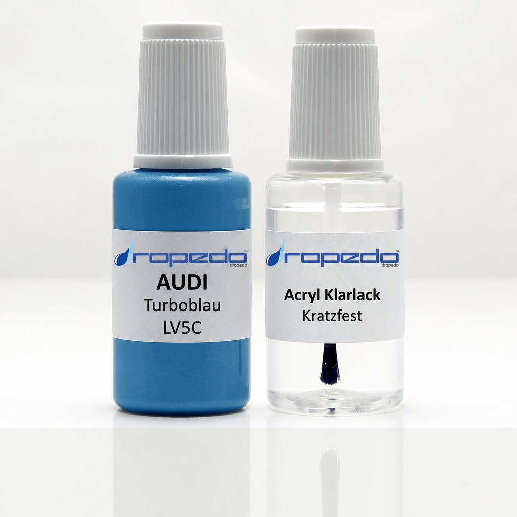 Lackstift-Set mit Klarlack für Audi LV5C Turboblau