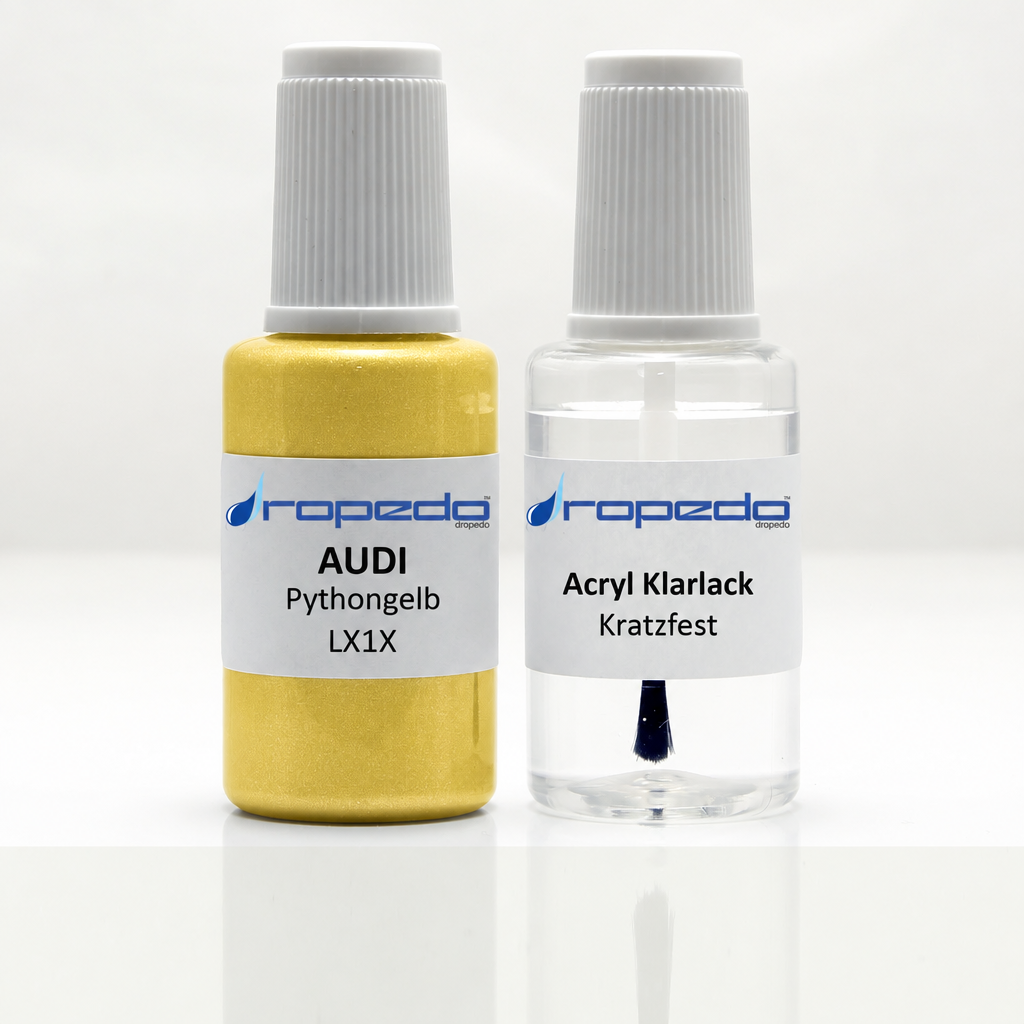 Lackstift-Set mit Klarlack für Audi LX1X Pythongelb Metallic