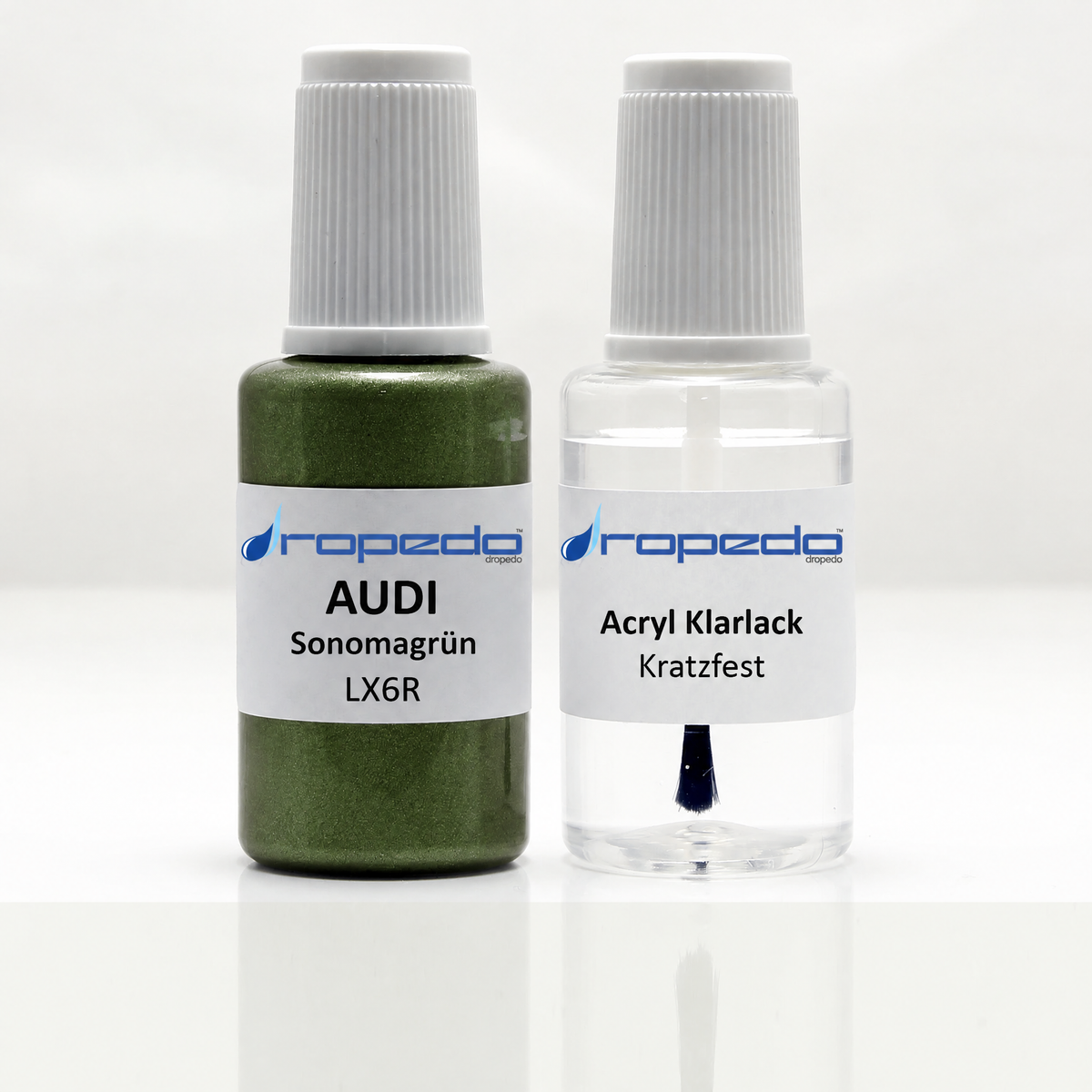 Lackstift-Set mit Klarlack für Audi LX6R Sonomagrün Metallic