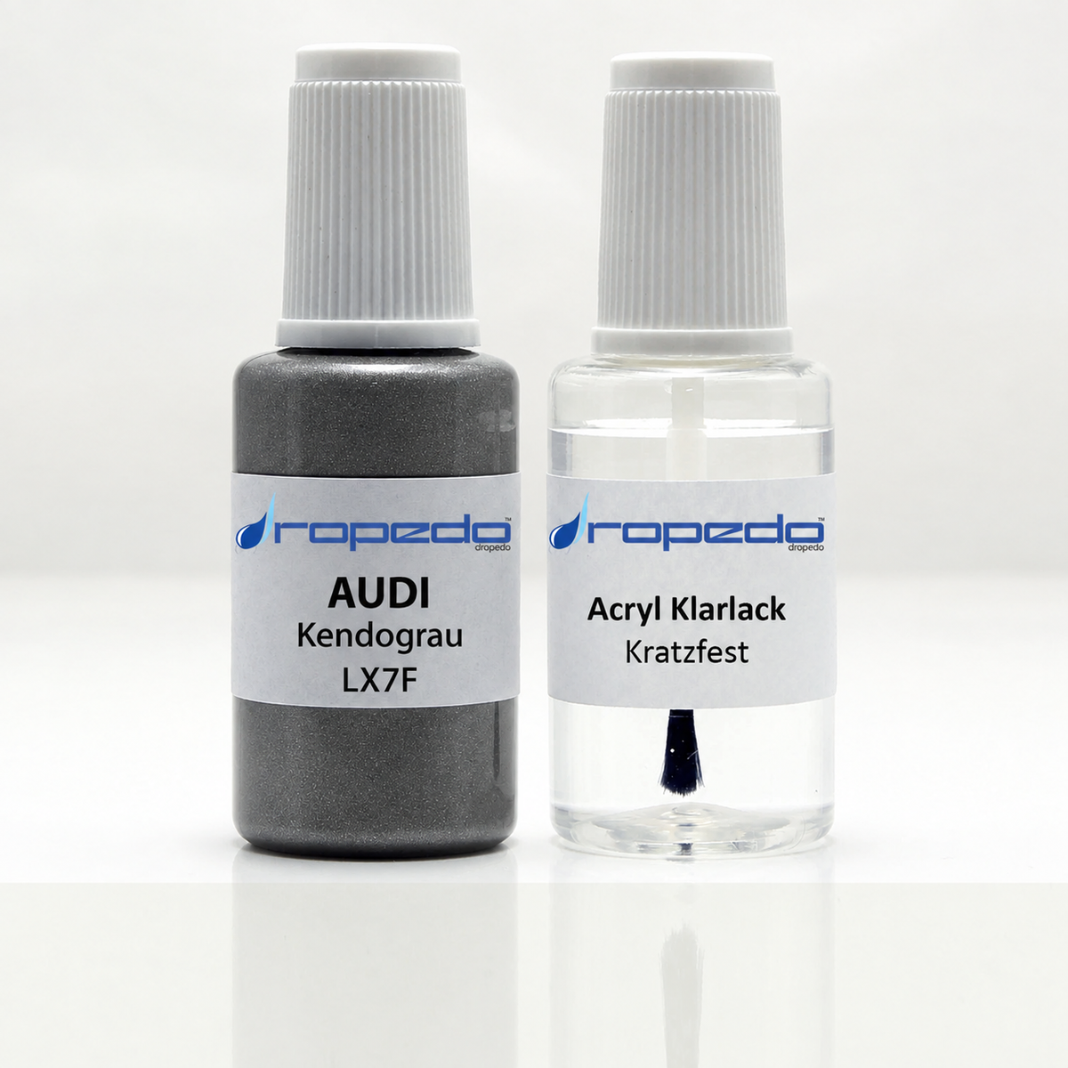 Lackstift-Set mit Klarlack für Audi LX7F Kendograu Metallic