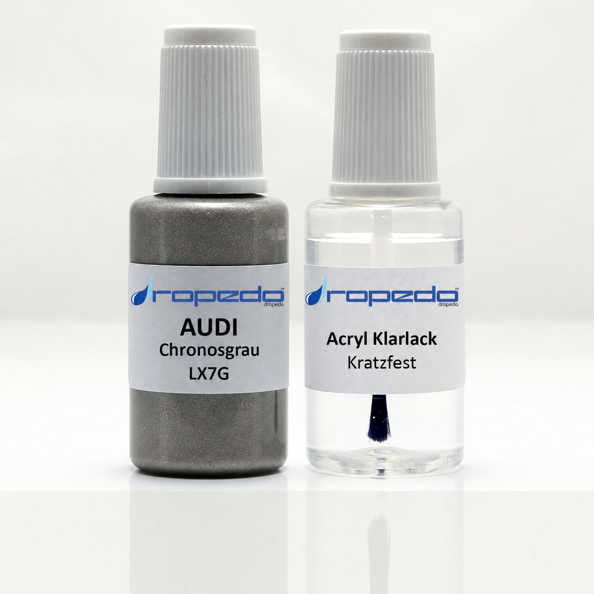Lackstift-Set mit Klarlack für Audi LX7G Chronosgrau Metallic