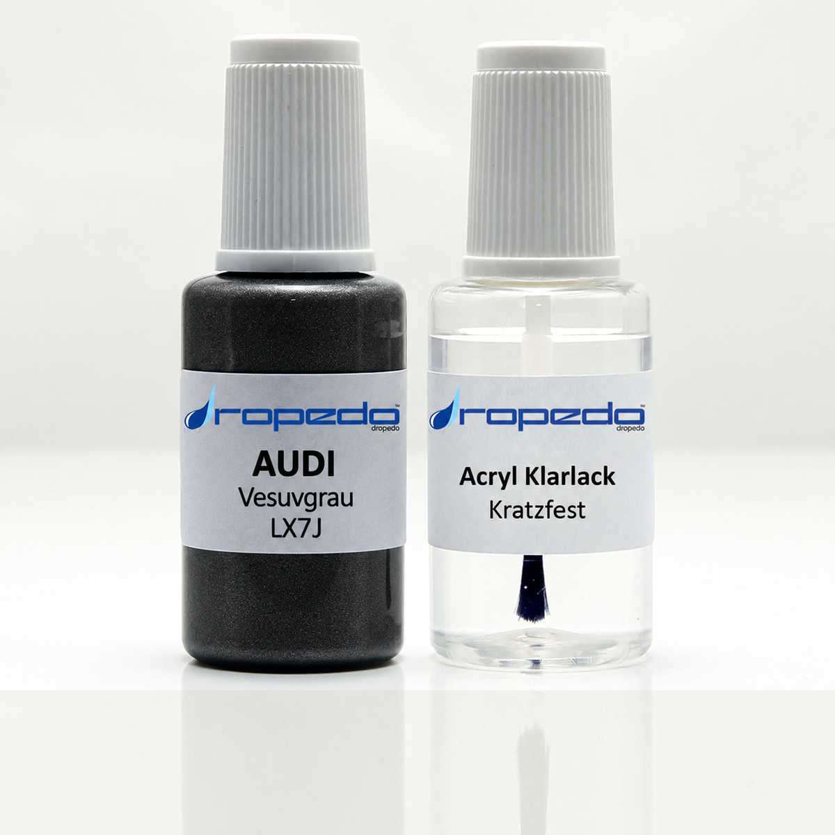 Lackstift-Set mit Klarlack für Audi LX7J Vesuvgrau Metallic
