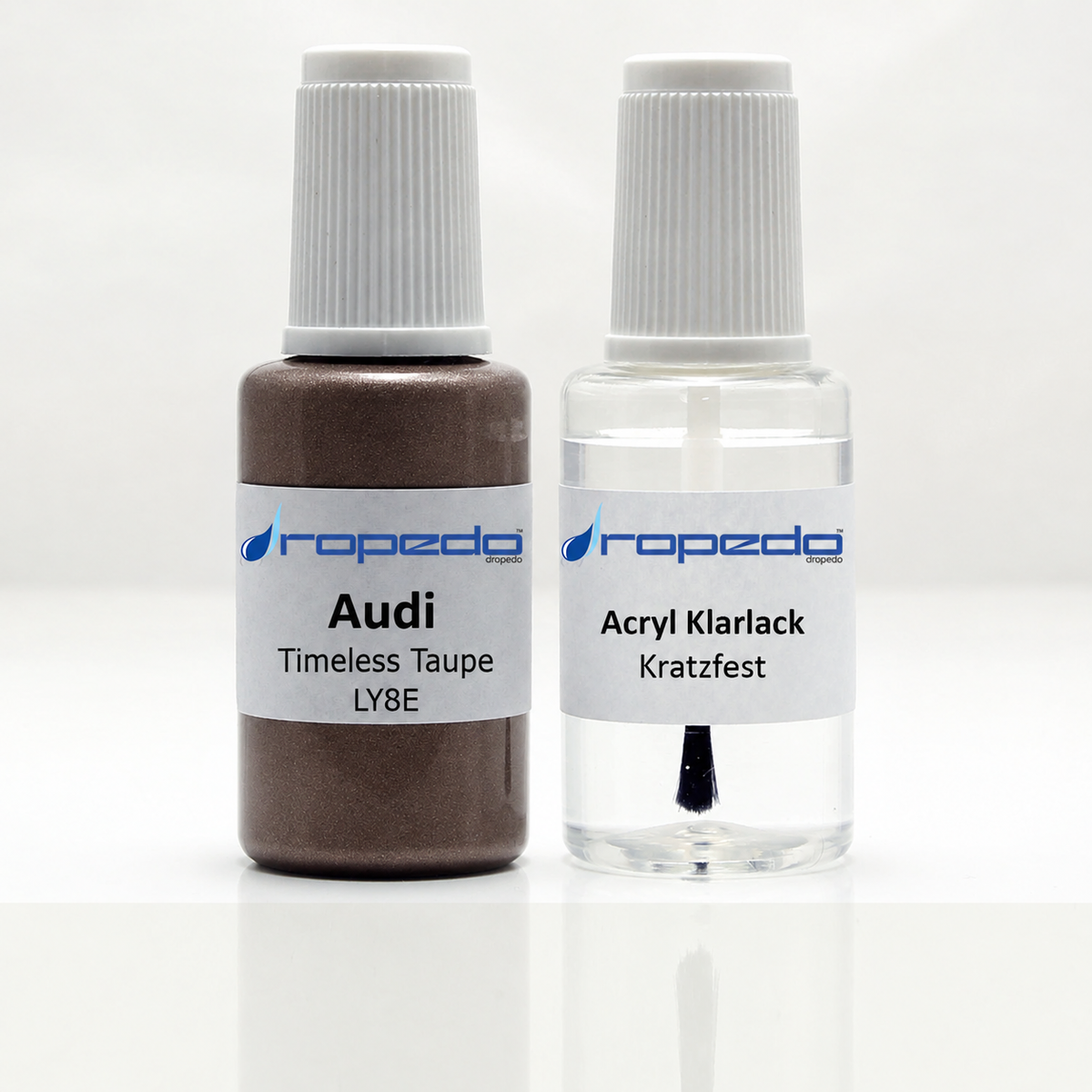 Audi LY8E Timeless Taupe Lackstift, 20 ml Basislack und 20 ml Klarlack