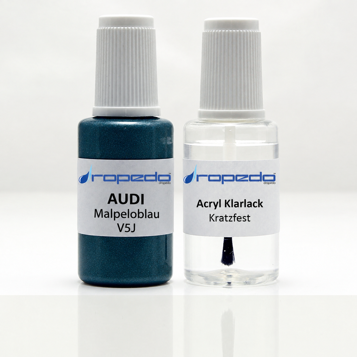 Lackstift-Set mit Klarlack für Audi LV5J Malpeloblau Metallic