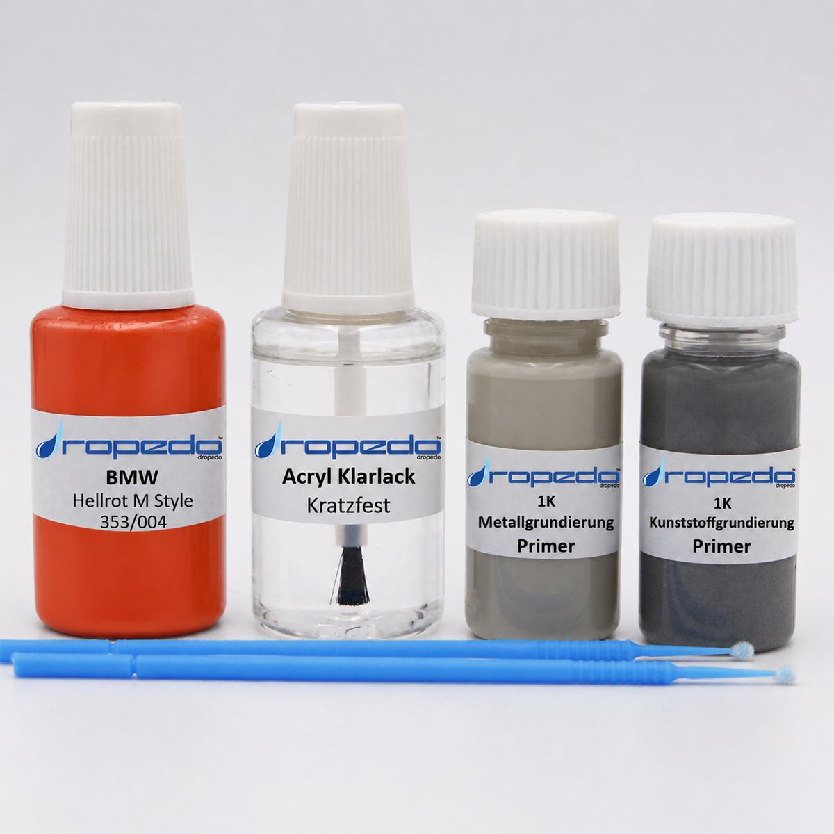 BMW 353/004 Hellrot M Style Lackstift, 20 ml Basislack und 20 ml Klarlack