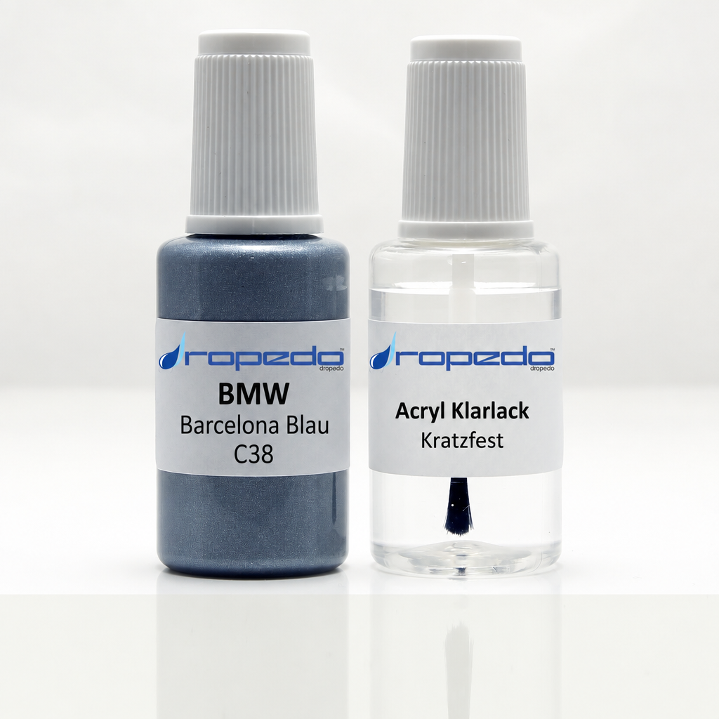 Lackstift-Set mit Klarlack für BMW C38 Barcelona Blau Metallic