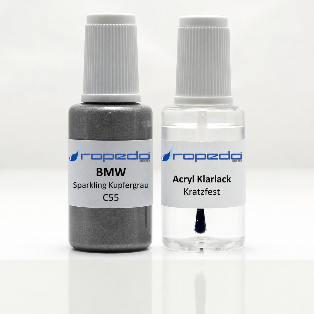 Lackstift-Set mit Klarlack für BMW C55 Sparkling Kupfergrau Metallic