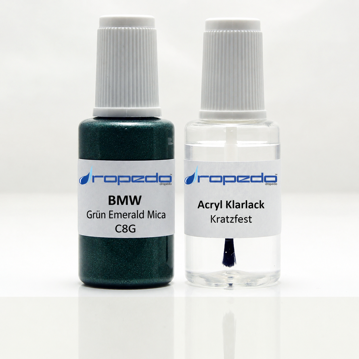 BMW C8G Grün Emerald Mica Lackstift, 20 ml Basislack und 20 ml Klarlack