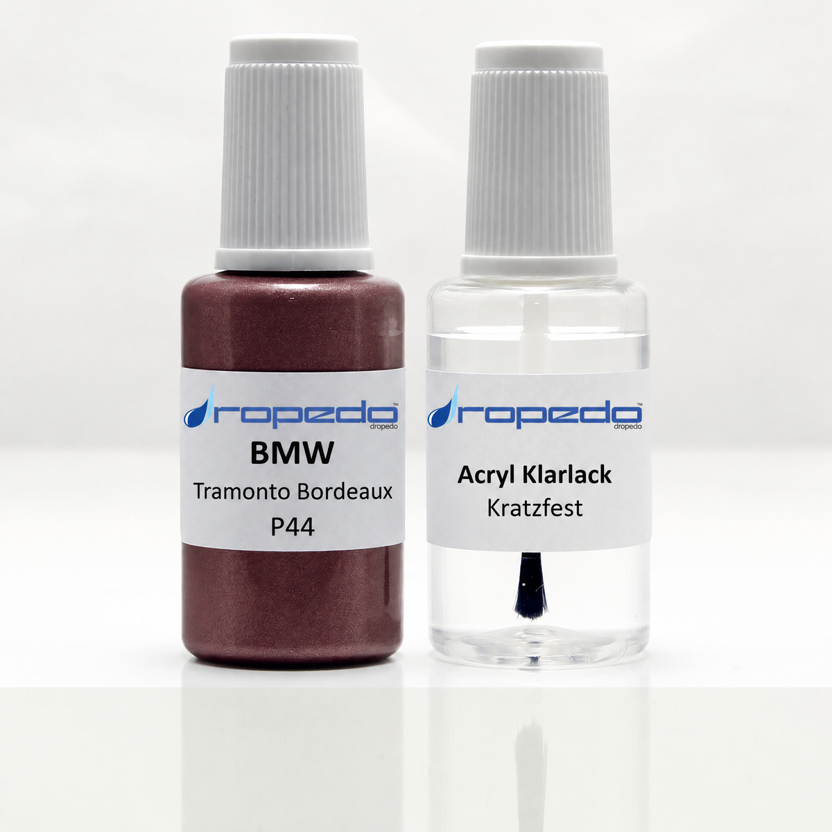 BMW P44 Tramonto Bordeaux Lackstift, 20 ml Basislack und 20 ml Klarlack