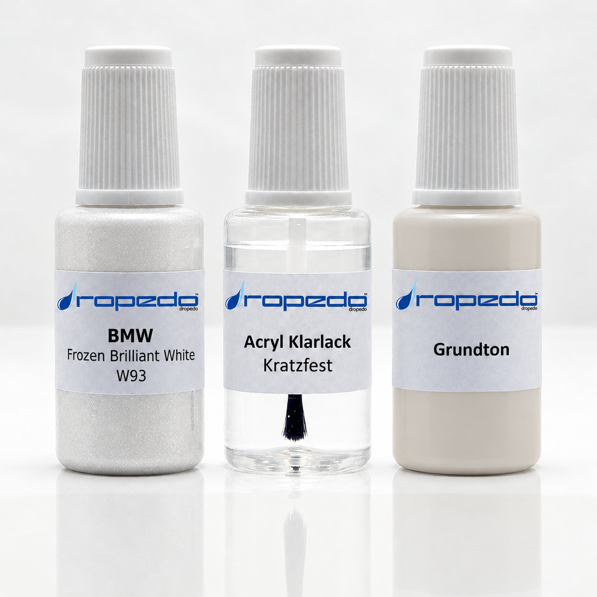 BMW W93 Frozen Brilliant White Lackstift-Set mit Grundton: Basislack, Klarlack und Grundton je 20 ml