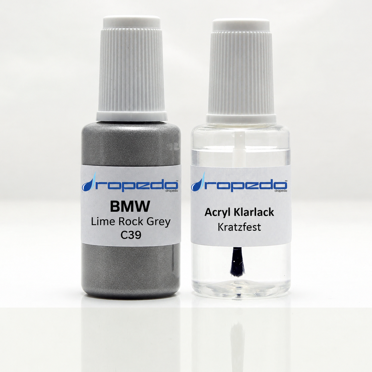 BMW C39 Lime Rock Grey Lackstift, 20 ml Basislack und 20 ml Klarlack