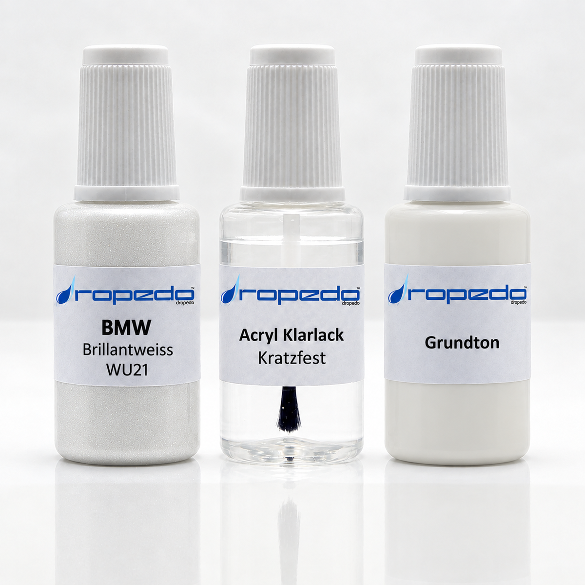 BMW WU21 Brillantweiss Lackstift-Set mit Grundton: Basislack, Klarlack und Grundton je 20 ml