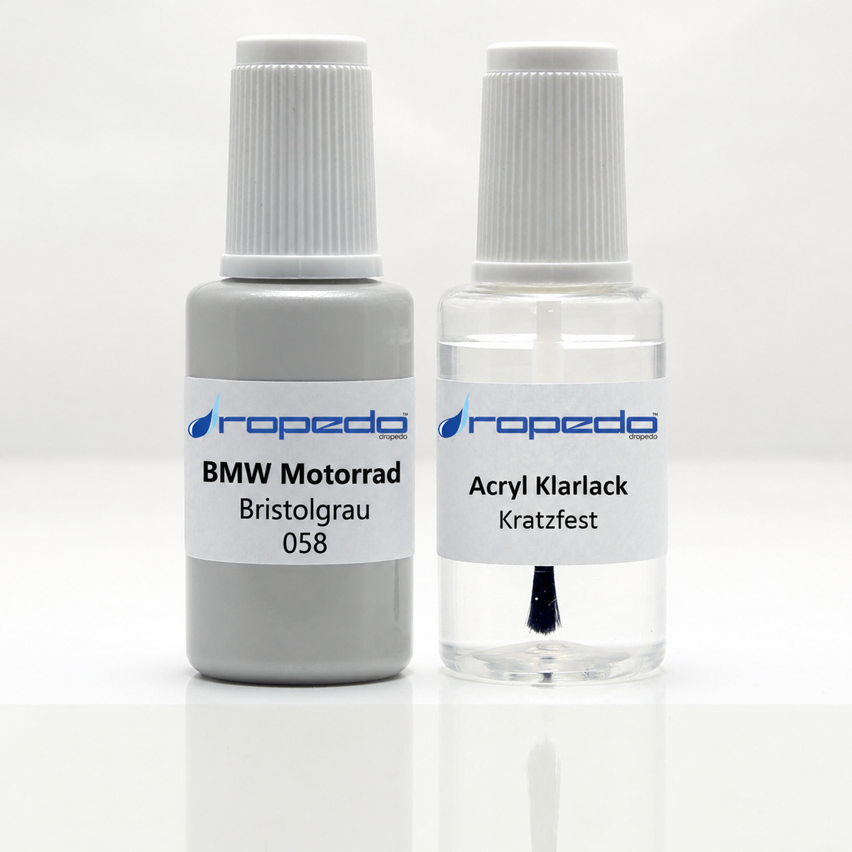 BMW Motorrad 058 Bristolgrau Lackstift, 20 ml Basislack und 20 ml Klarlack