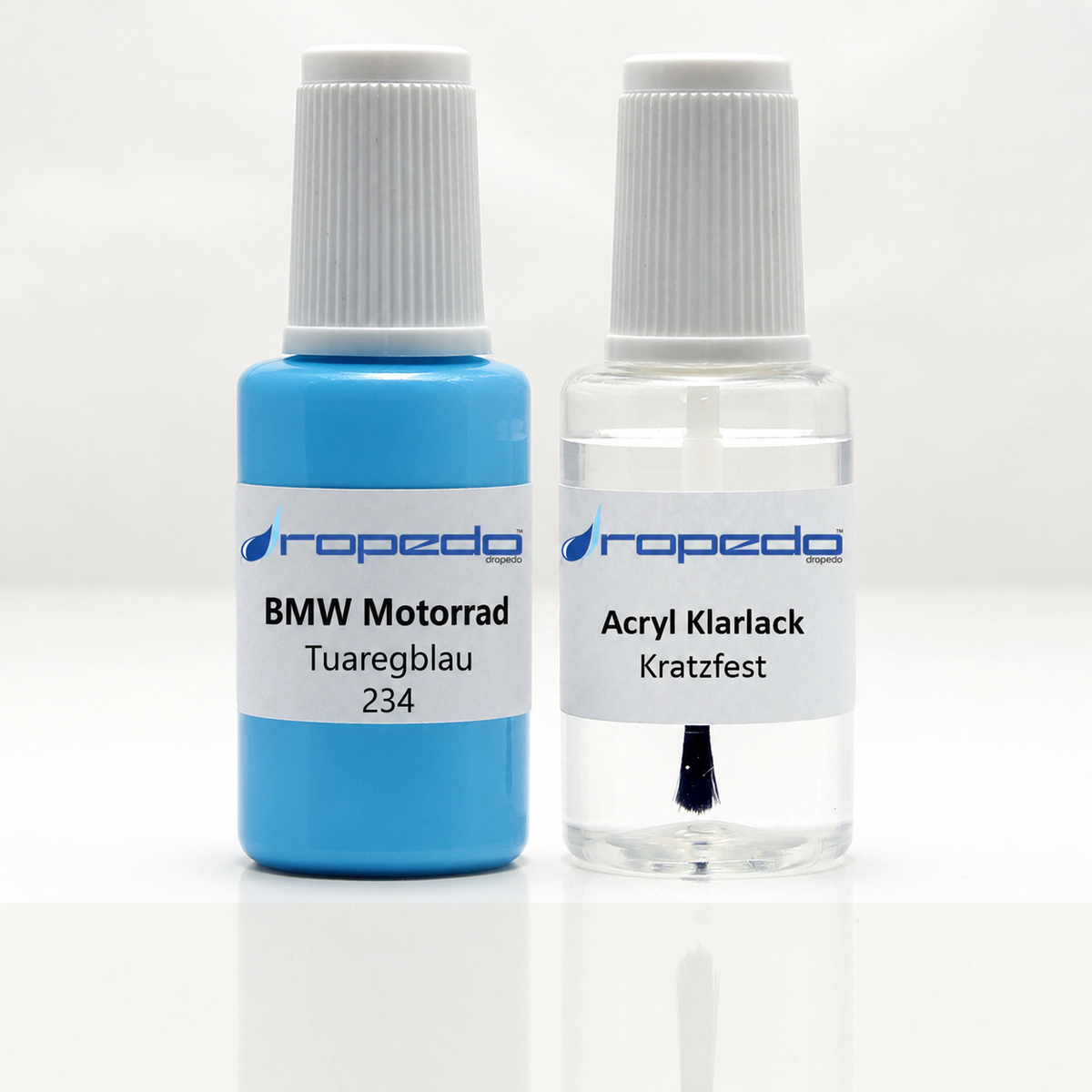 BMW Motorrad 234 Tuaregblau Lackstift, 20 ml Basislack und 20 ml Klarlack
