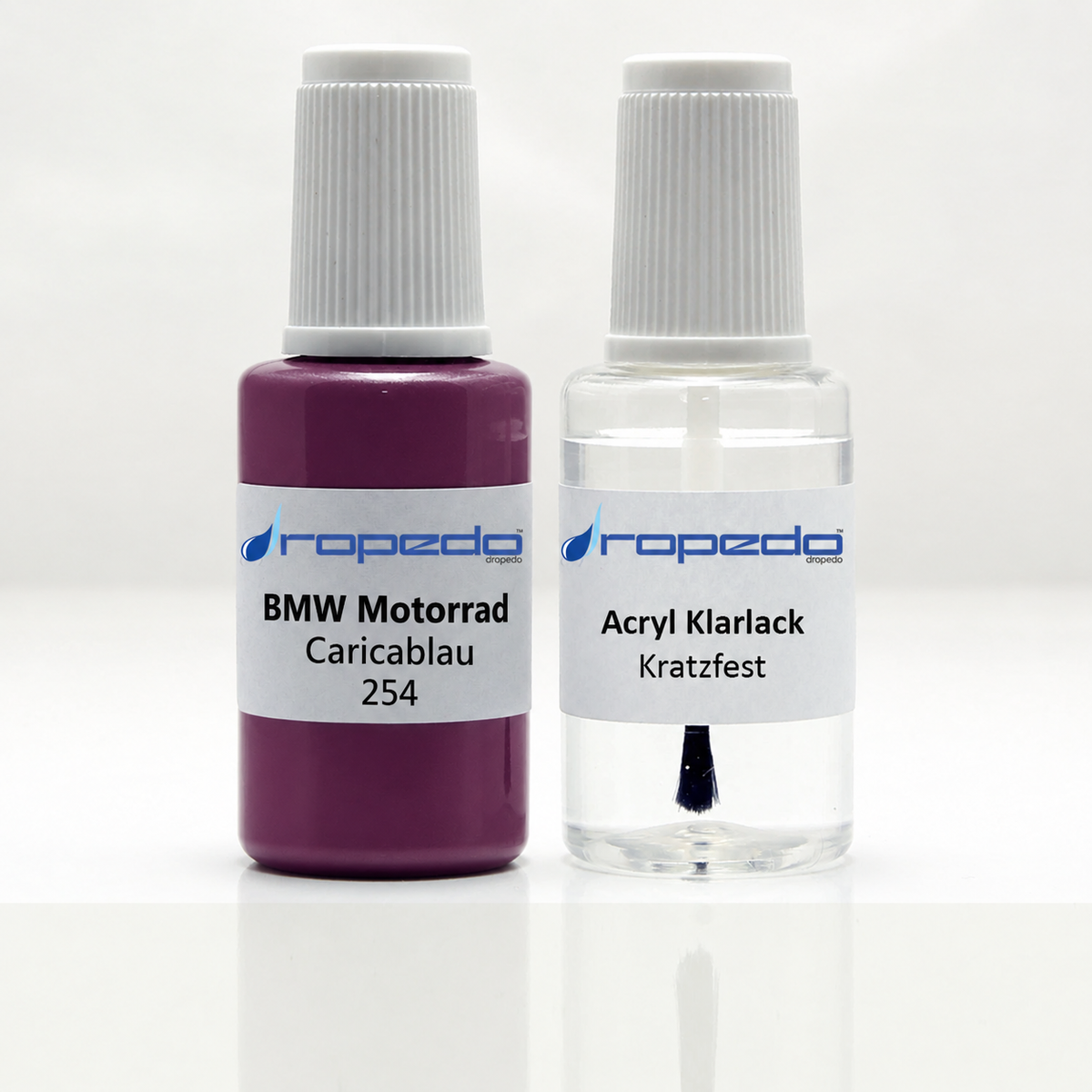 BMW Motorrad 254 Caricablau Lackstift, 20 ml Basislack und 20 ml Klarlack