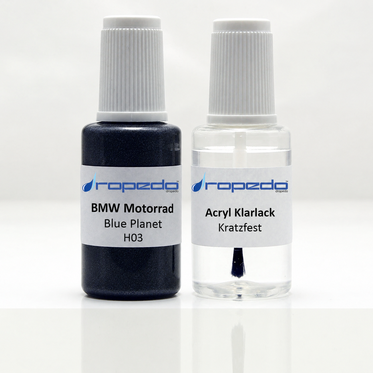 BMW Motorrad H03 Blue Planet Lackstift, 20 ml Basislack und 20 ml Klarlack