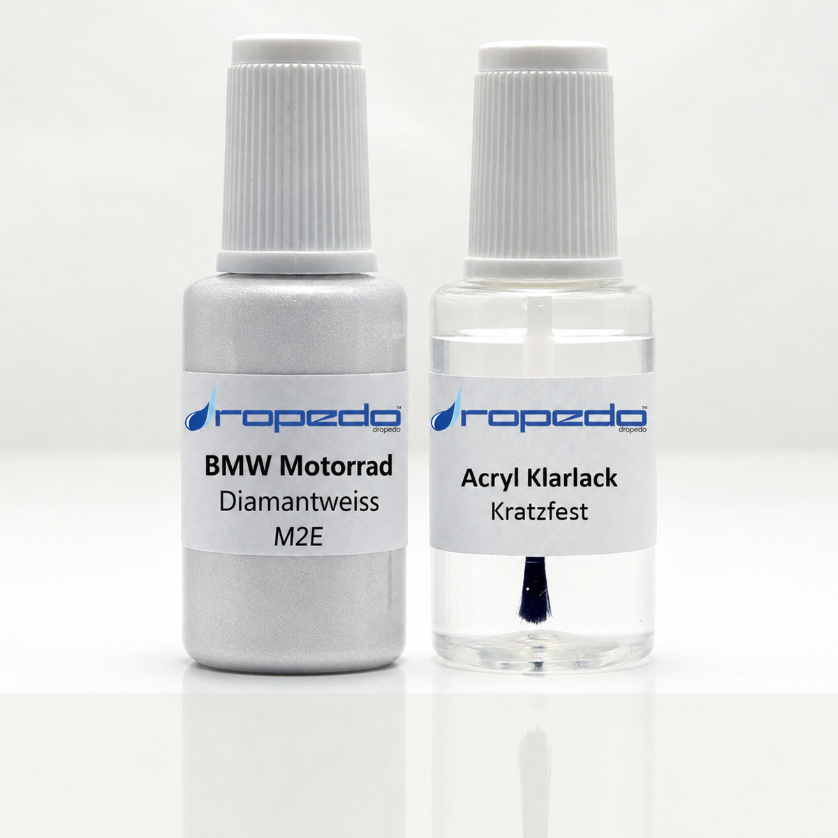 BMW Motorrad M2E Diamantweiss Lackstift, 20 ml Basislack und 20 ml Klarlack