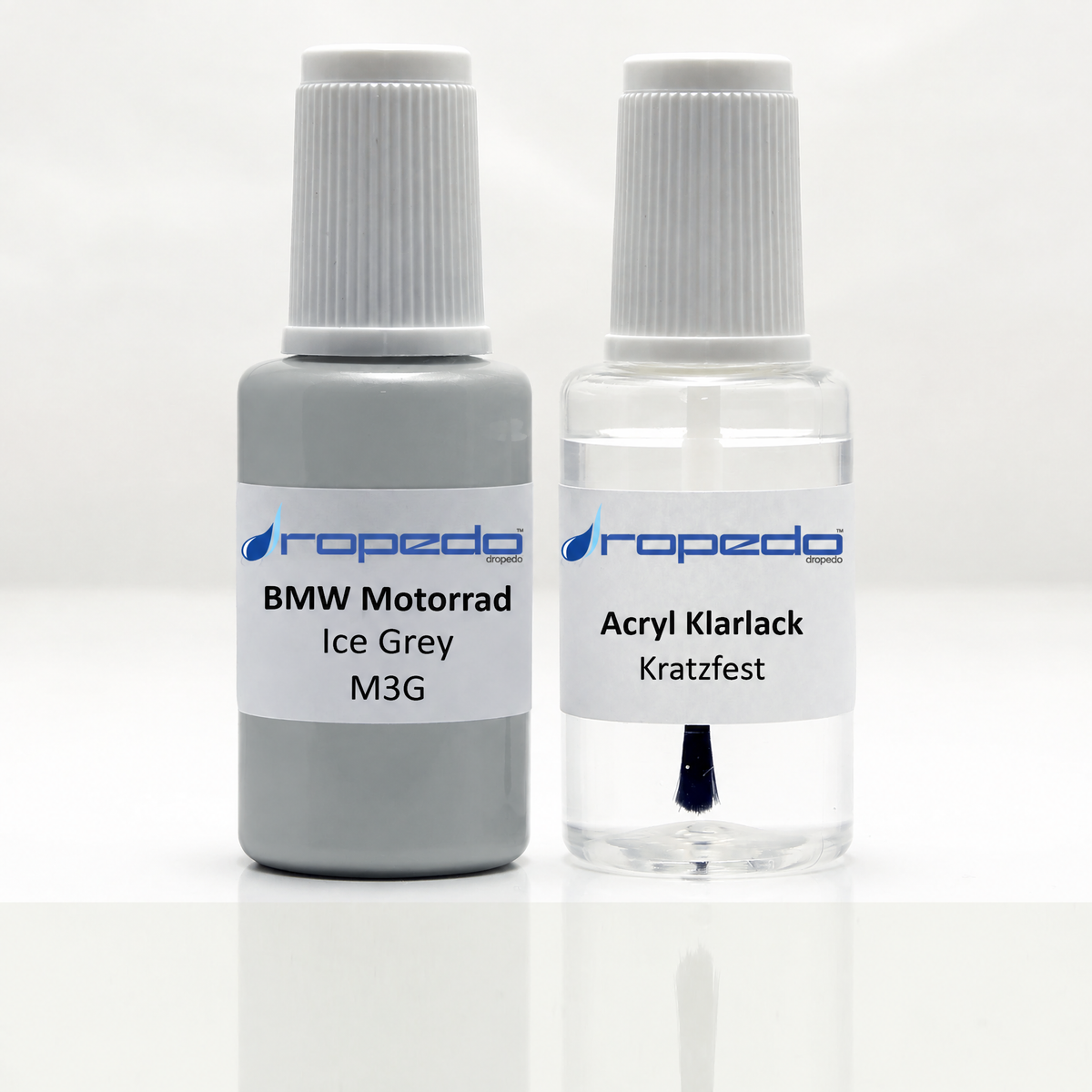 BMW Motorrad M3G Ice Grey Lackstift, 20 ml Basislack und 20 ml Klarlack