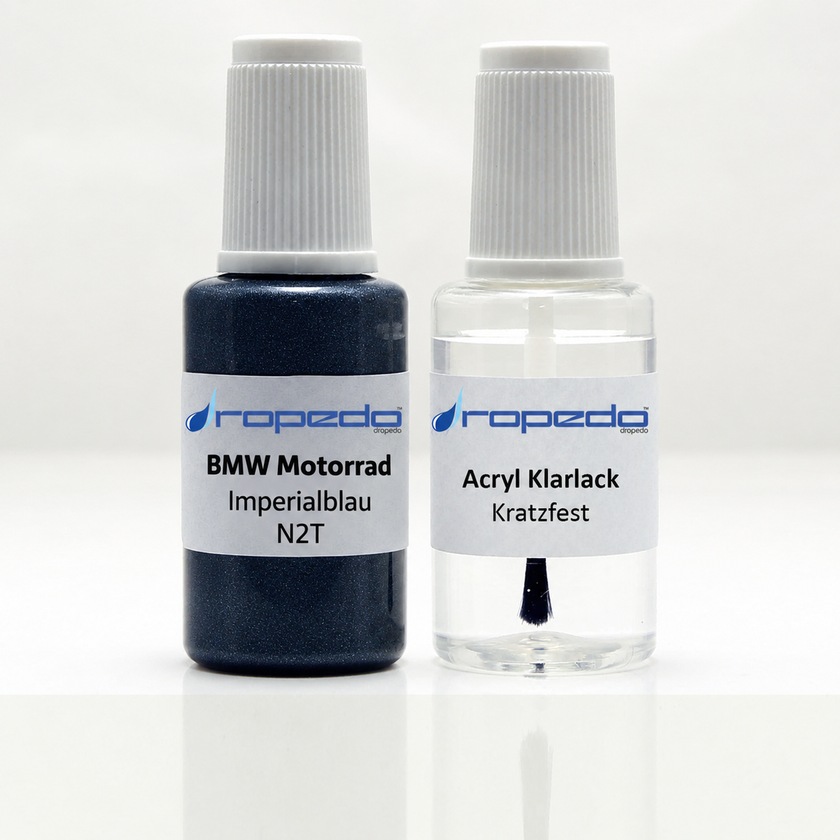 BMW Motorrad N2T Imperialblau Lackstift, 20 ml Basislack und 20 ml Klarlack