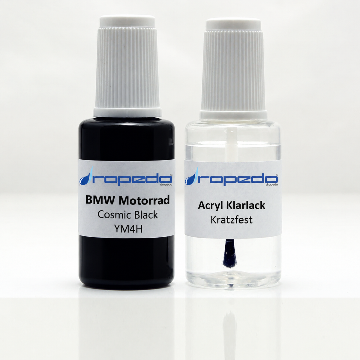 BMW Motorrad YM4H Cosmic Black Lackstift, 20 ml Basislack und 20 ml Klarlack