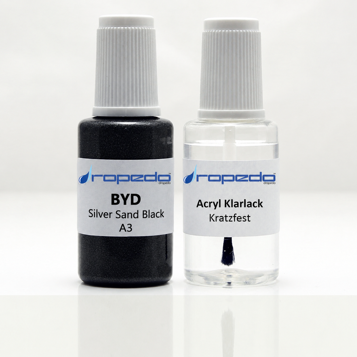 BYD A3 Silver Sand Black Lackstift, 20 ml Basislack und 20 ml Klarlack
