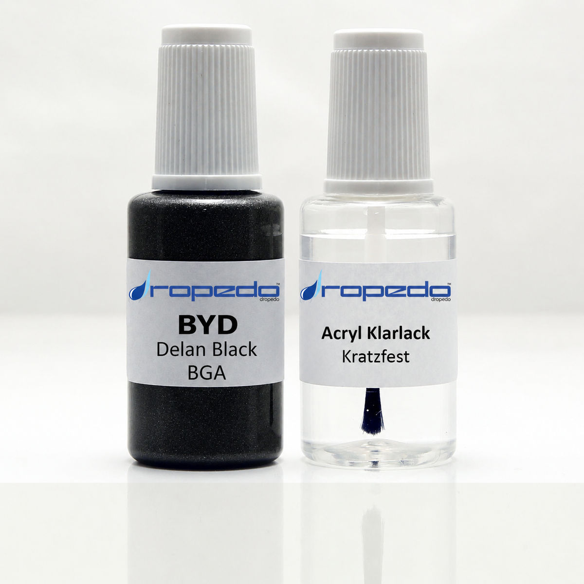 BYD BGA Delan Black Lackstift, 20 ml Basislack und 20 ml Klarlack