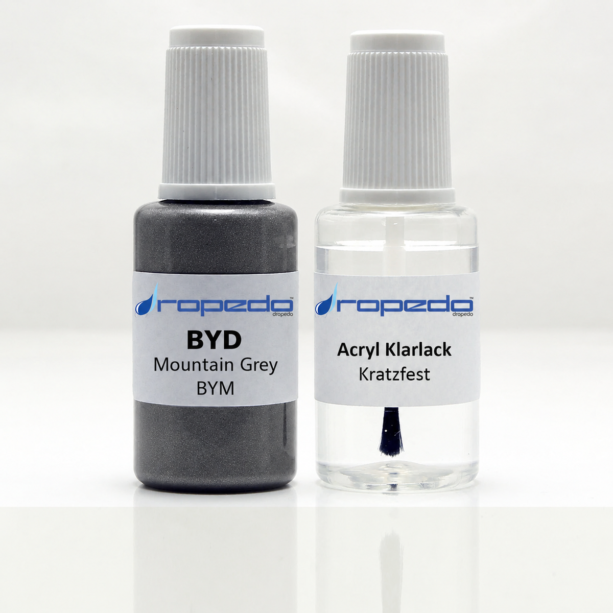 BYD BYM Mountain Grey Lackstift, 20 ml Basislack und 20 ml Klarlack