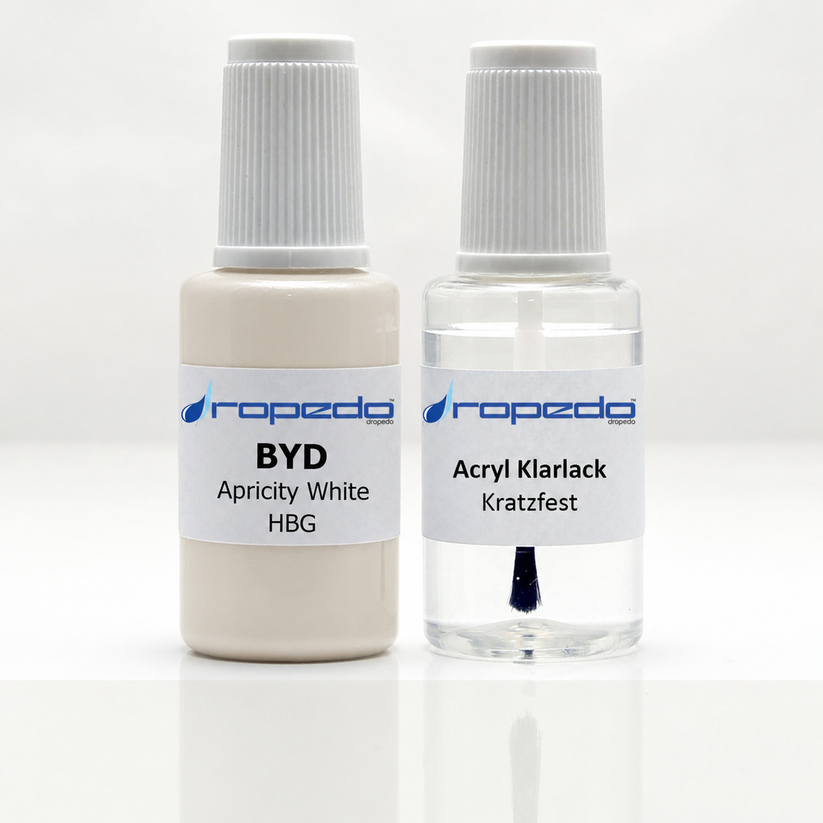 BYD HBG Apricity White Lackstift, 20 ml Basislack und 20 ml Klarlack
