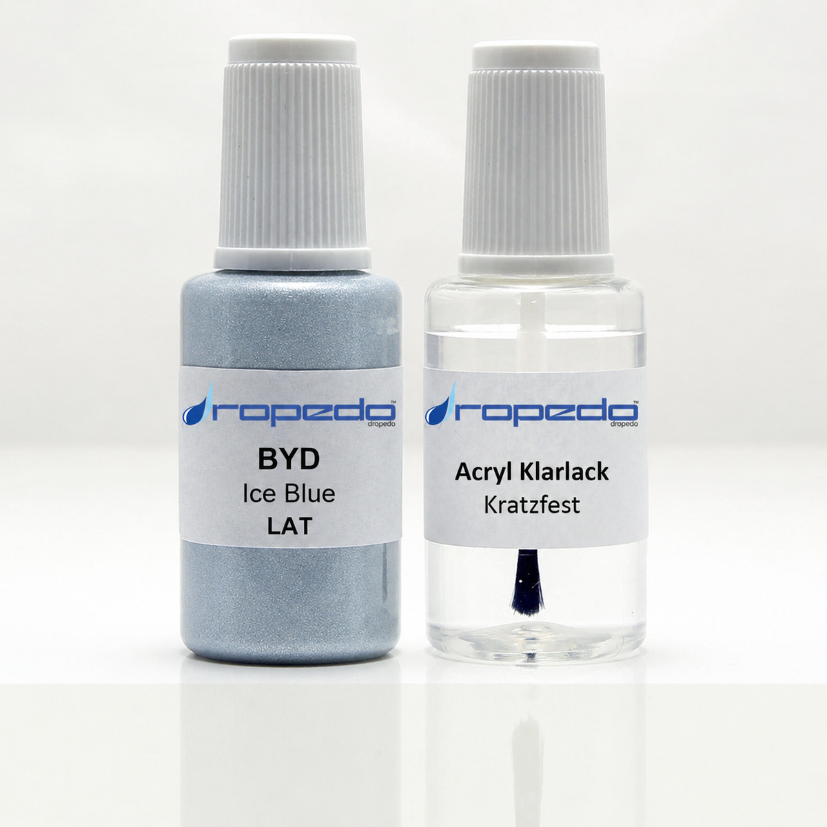 BYD LAT Ice Blue Lackstift, 20 ml Basislack und 20 ml Klarlack