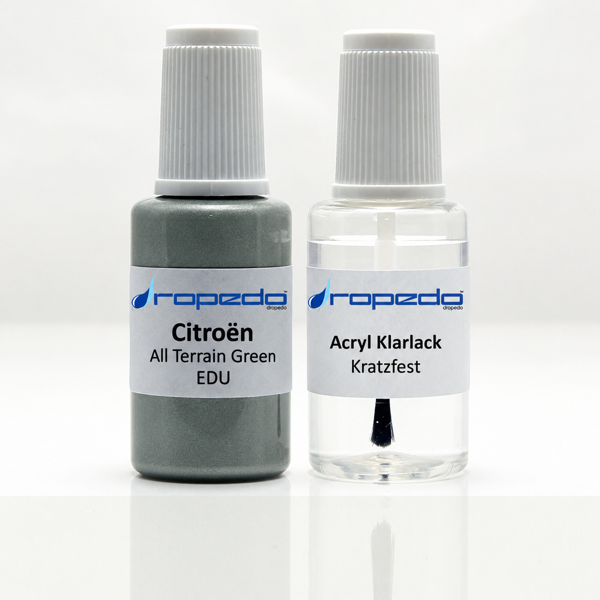 Citroën EDU All Terrain Green Lackstift, 20 ml Basislack und 20 ml Klarlack