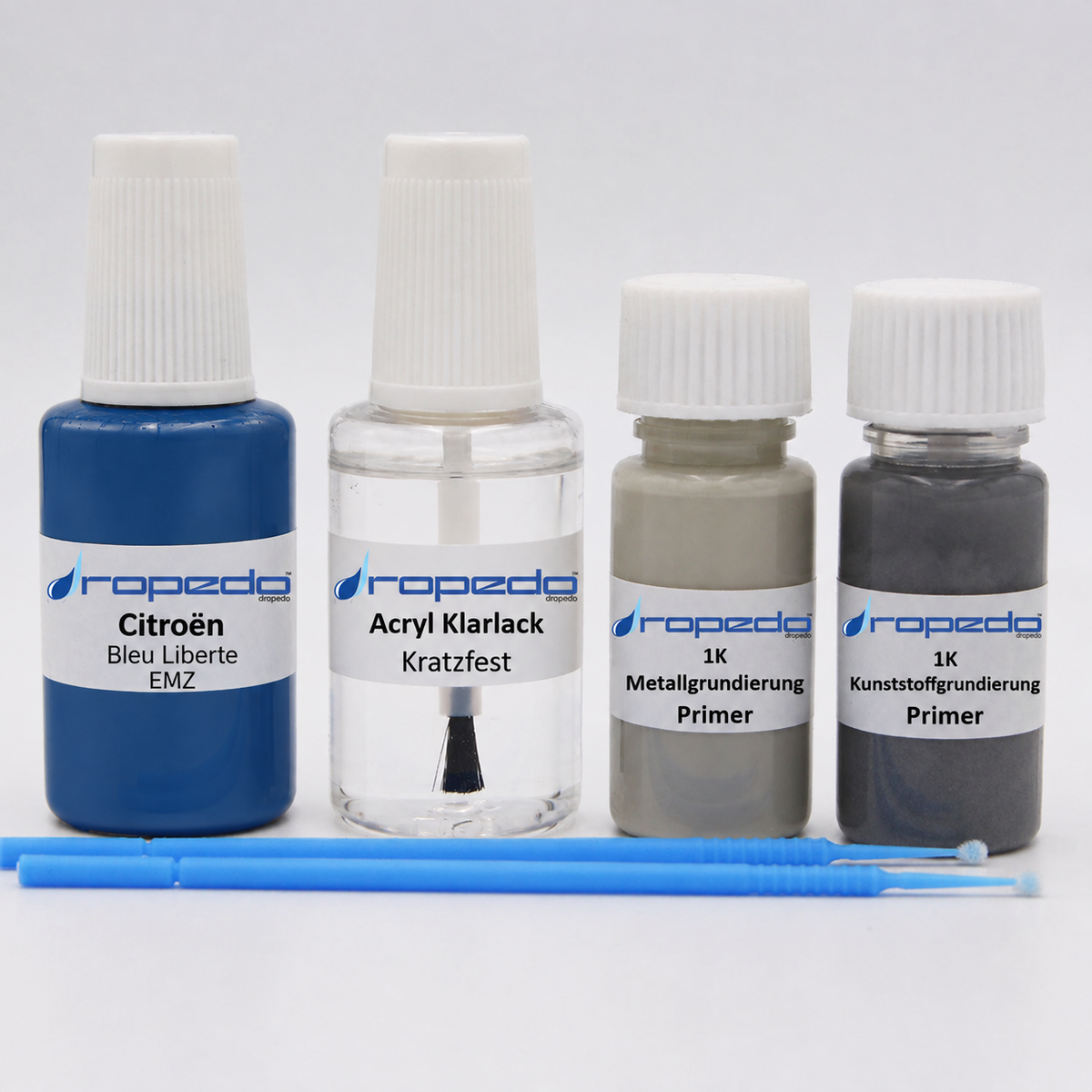 Citroën EMZ Bleu Liberte Lackstift, 20 ml Basislack und 20 ml Klarlack