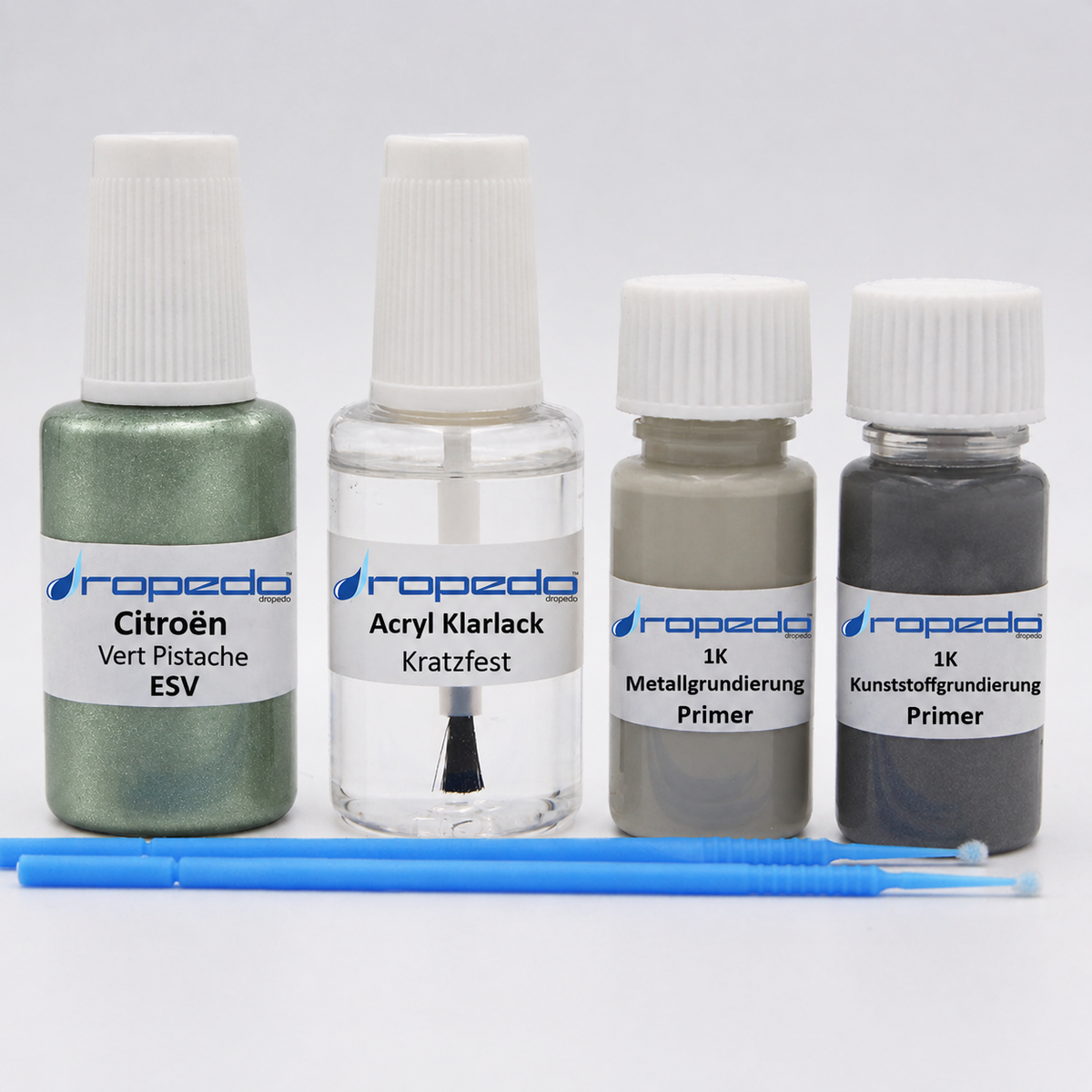 Citroën ESV Vert Pistache Lackstift, 20 ml Basislack und 20 ml Klarlack