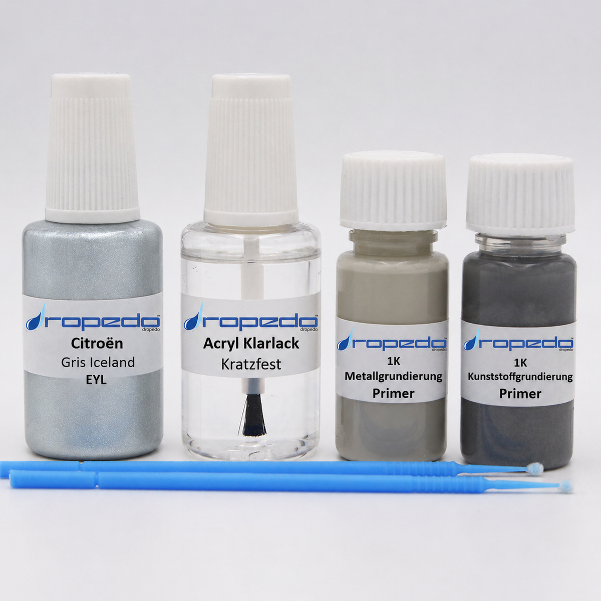 Citroën EYL Gris Iceland Lackstift, 20 ml Basislack und 20 ml Klarlack