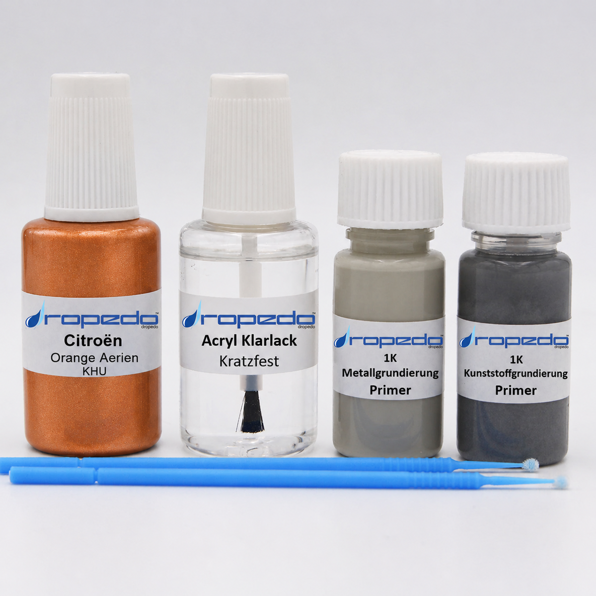 Citroën KHU Orange Aerien Lackstift, 20 ml Basislack und 20 ml Klarlack