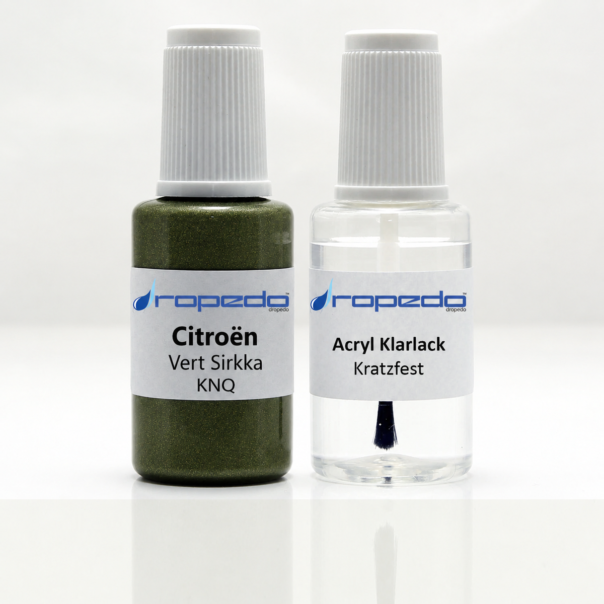 Citroën KNQ Vert Sirkka Lackstift, 20 ml Basislack und 20 ml Klarlack