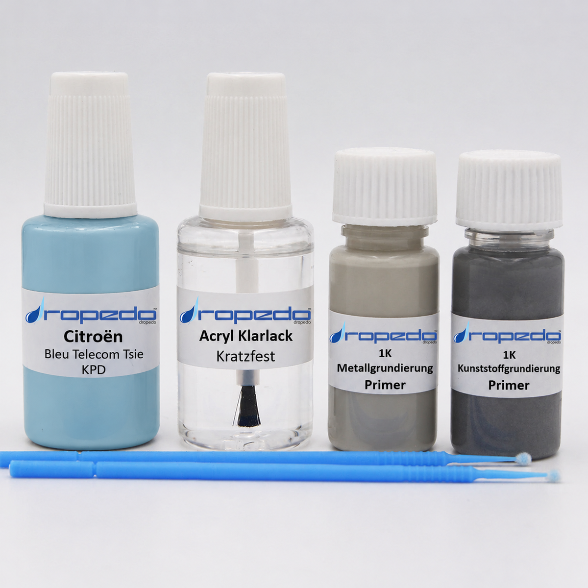 Citroën KPD Bleu Telecom Tsie Lackstift, 20 ml Basislack und 20 ml Klarlack