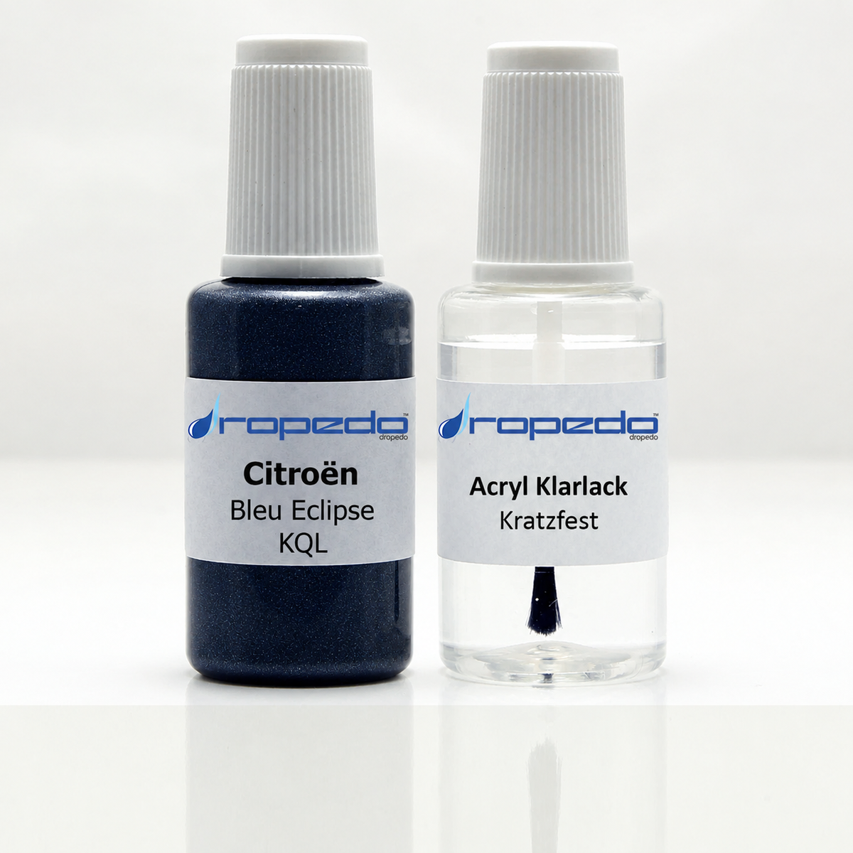 Citroën KQL Bleu Eclipse Lackstift, 20 ml Basislack und 20 ml Klarlack
