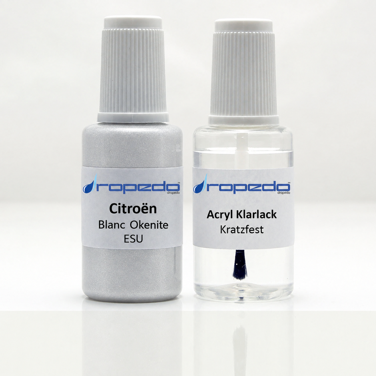 Citroën ESU Blanc Okenite Lackstift, 20 ml Basislack und 20 ml Klarlack
