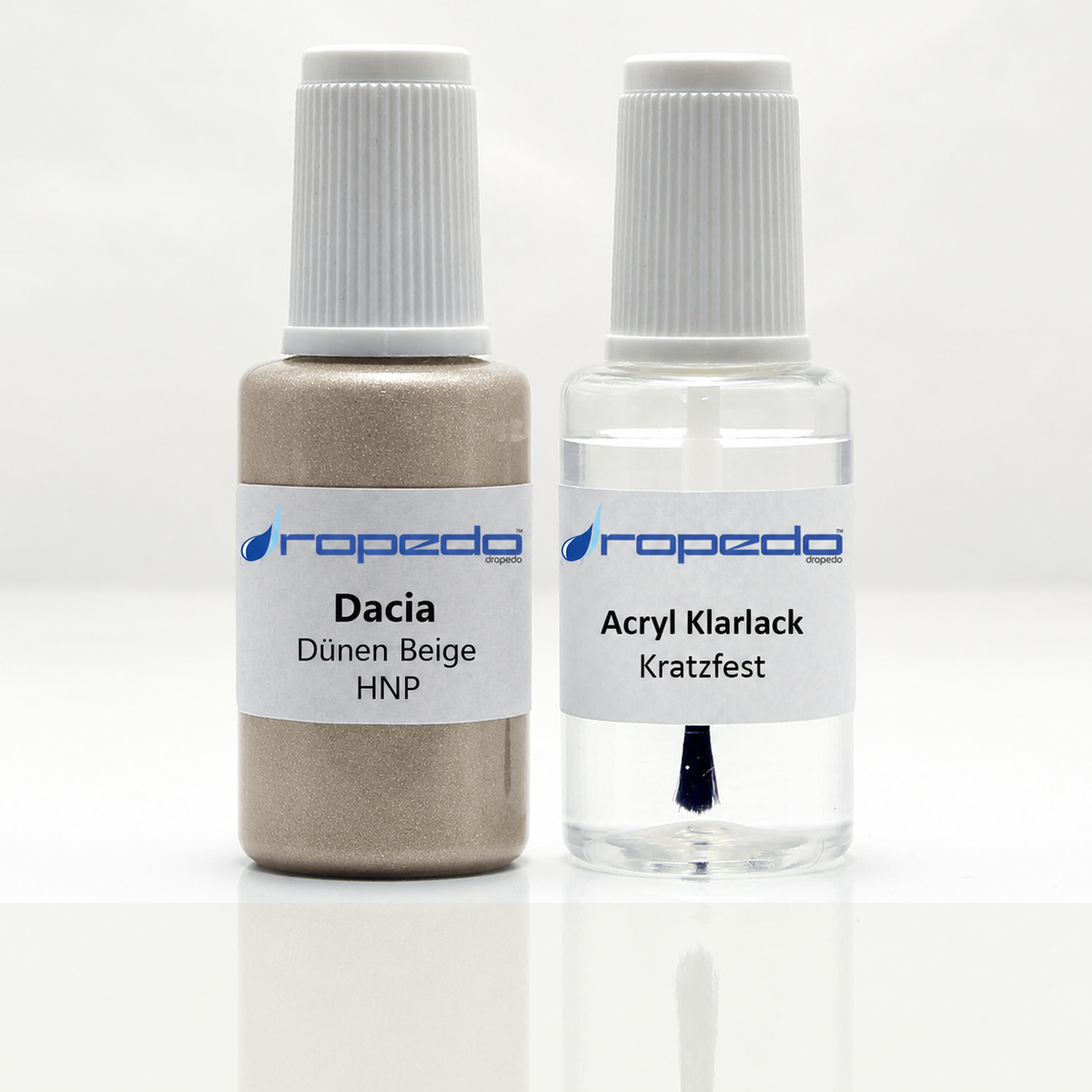 Dacia HNP Dünen Beige Lackstift, 20 ml Basislack und 20 ml Klarlack