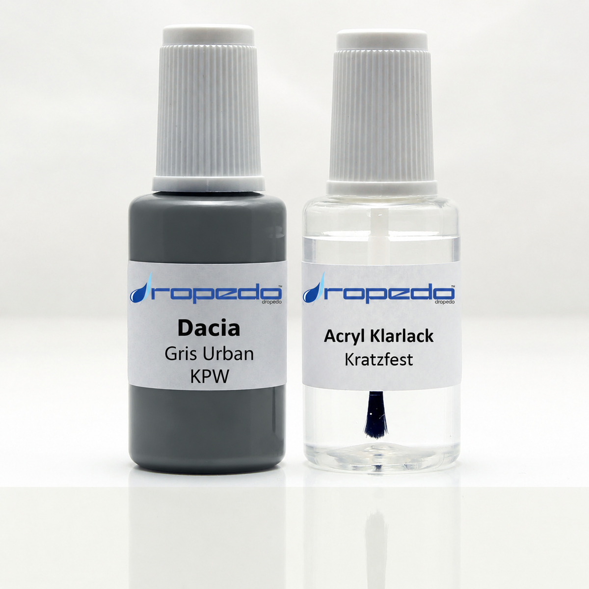 Dacia KPW Gris Urban Lackstift, 20 ml Basislack und 20 ml Klarlack