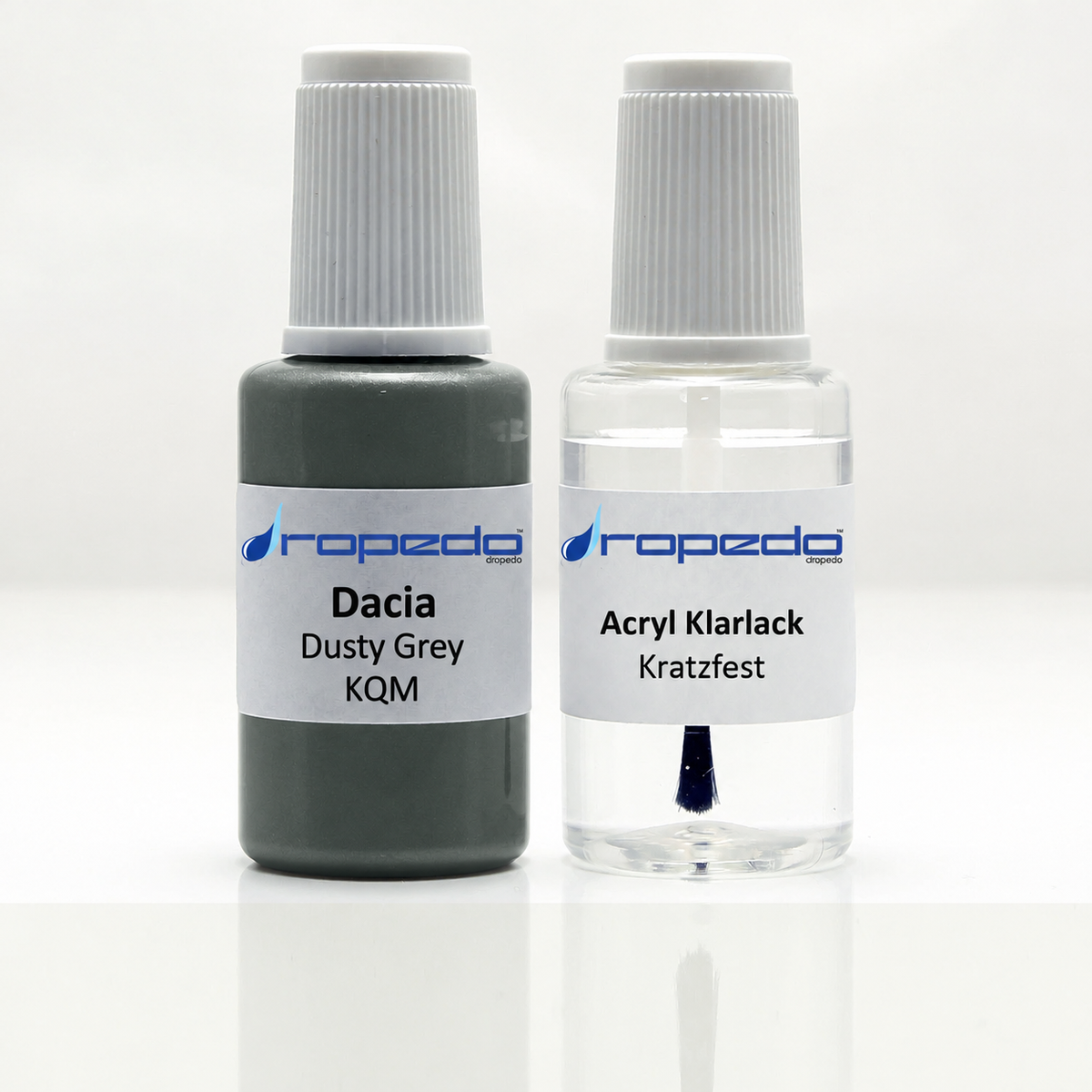 Dacia KQM Dusty Grey Lackstift, 20 ml Basislack und 20 ml Klarlack