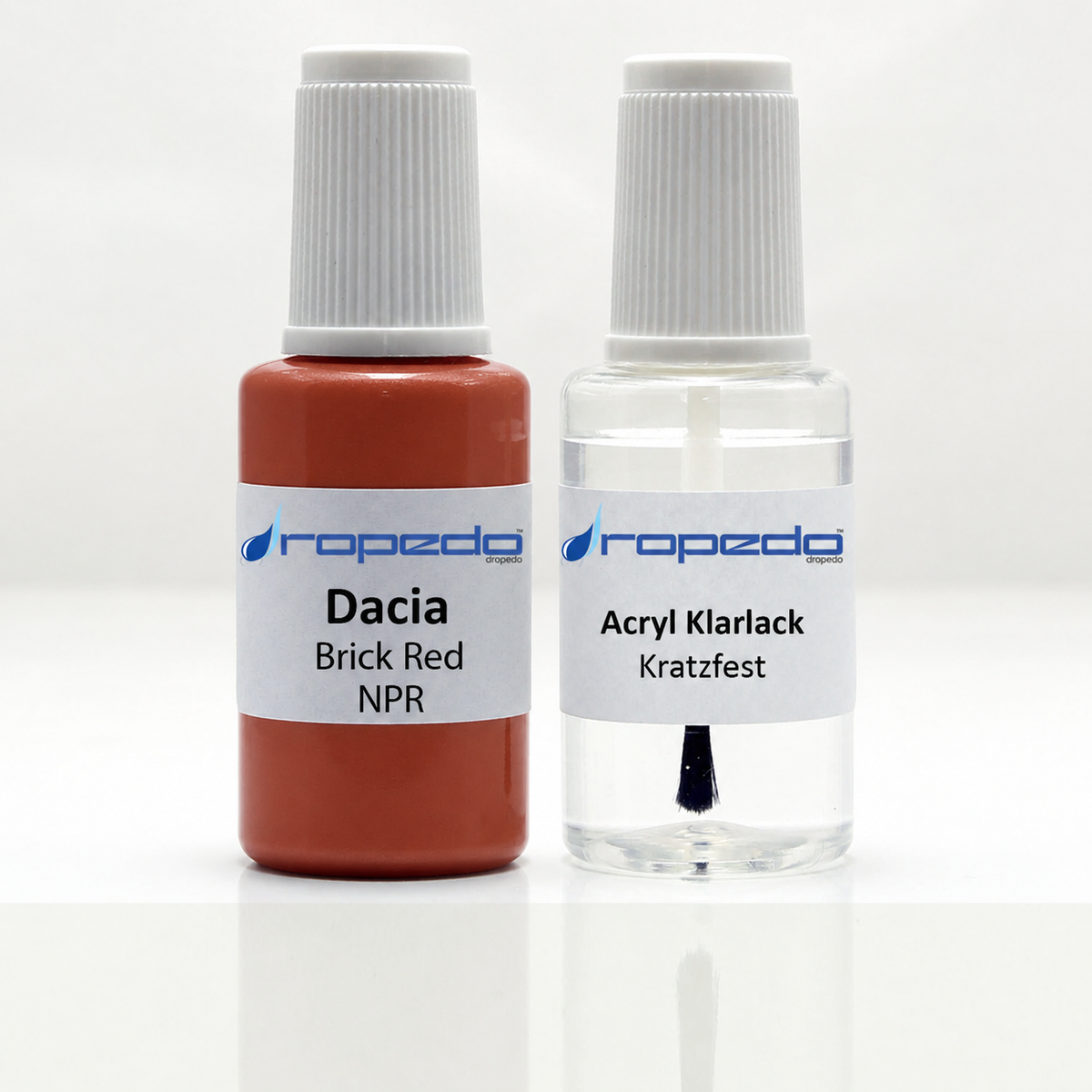 Dacia NPR Brick Red Lackstift, 20 ml Basislack und 20 ml Klarlack